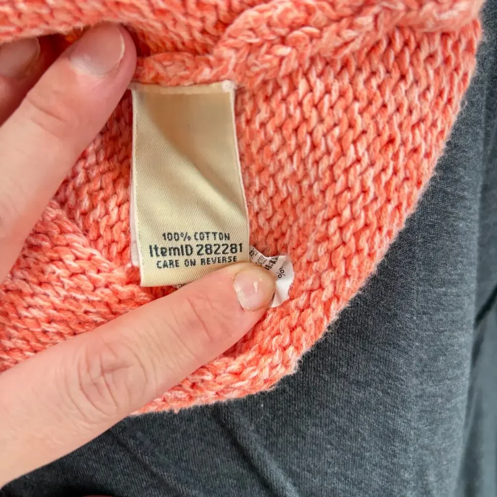 LL Bean womens orange cotton boatneck 3/4 sleeve sweater. Size L. heavyweight
